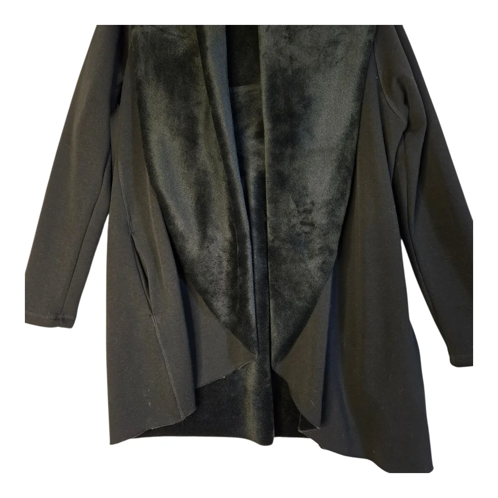 DREW Women's Size M NWT Black Open Front Luxury Collared Wrap Jacket
